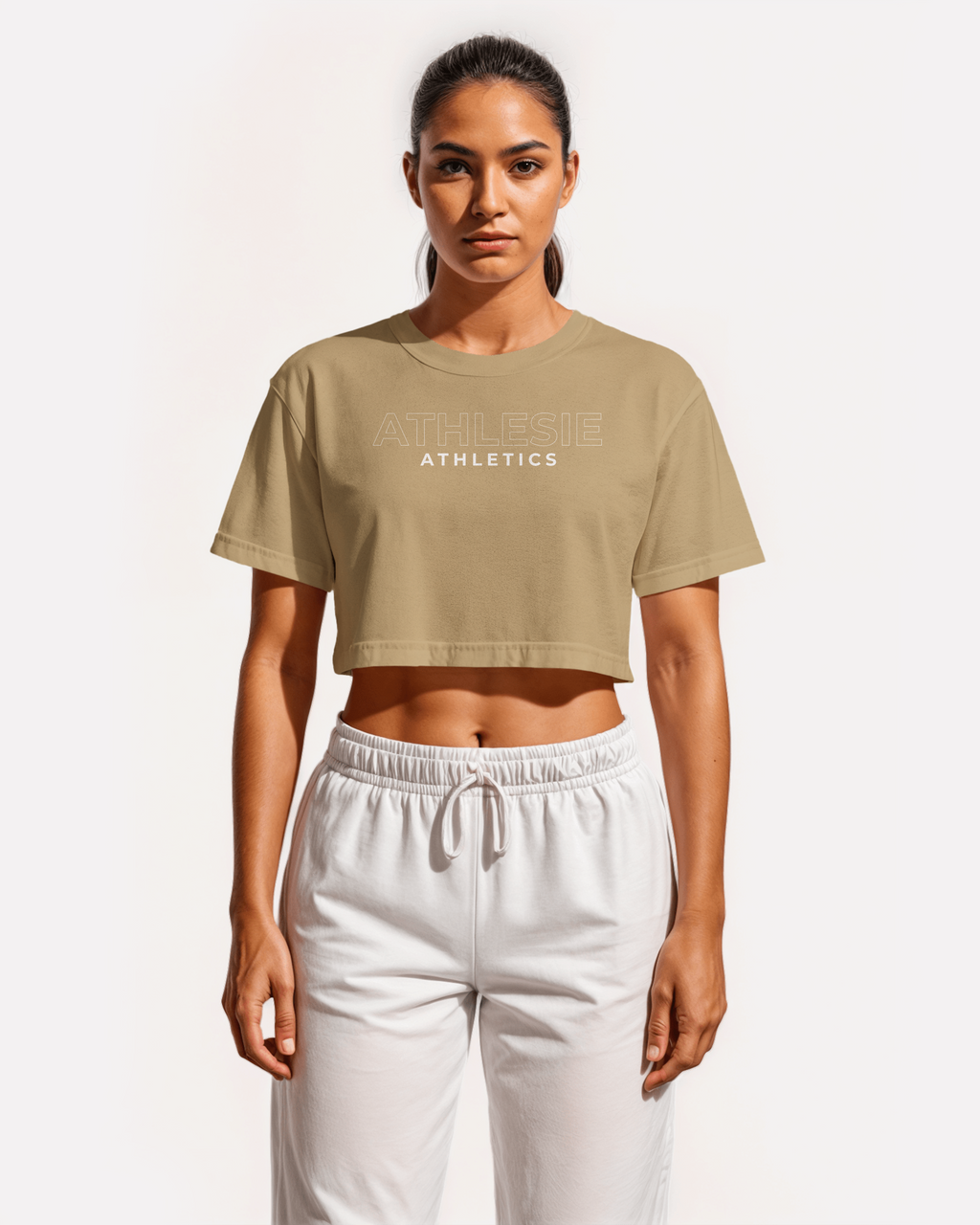 Wo's Crop Essentials Top Latte