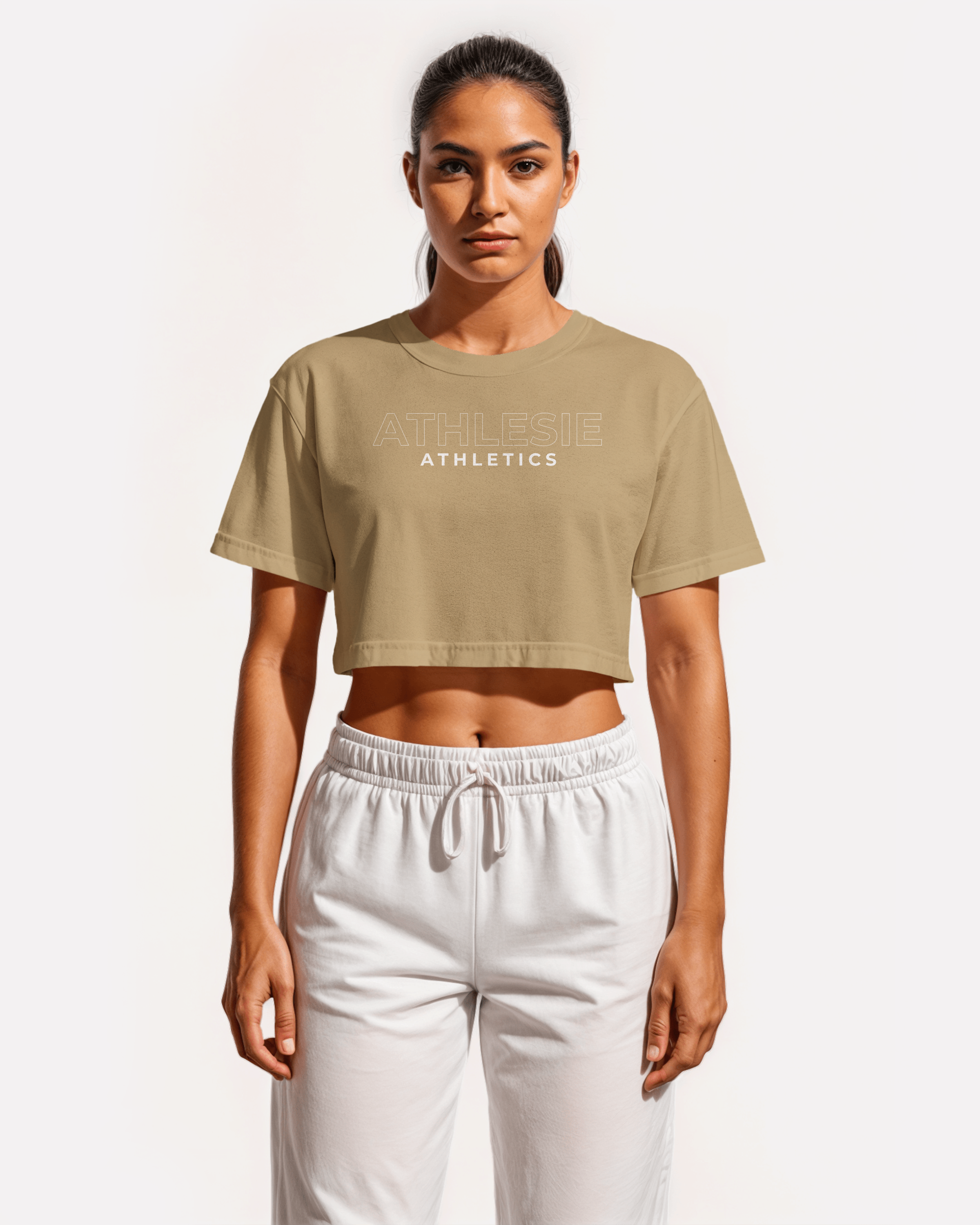 Wo's Crop Essentials Top Latte